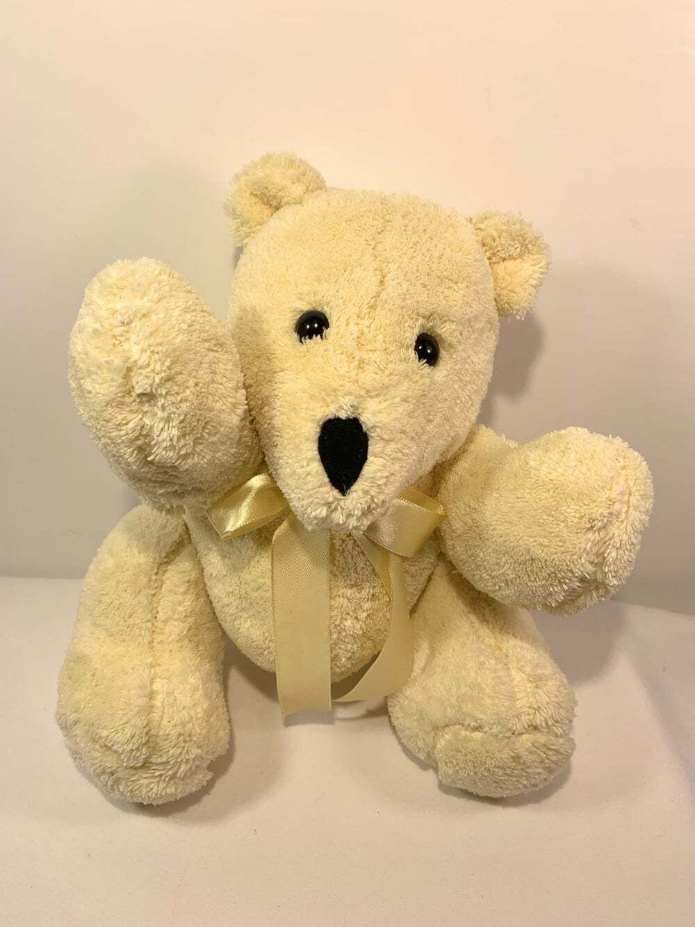 Donna Sharp Yellow Chenille Teddy Bear 10" Plush Jointed Stuffed Animal Soft Toy